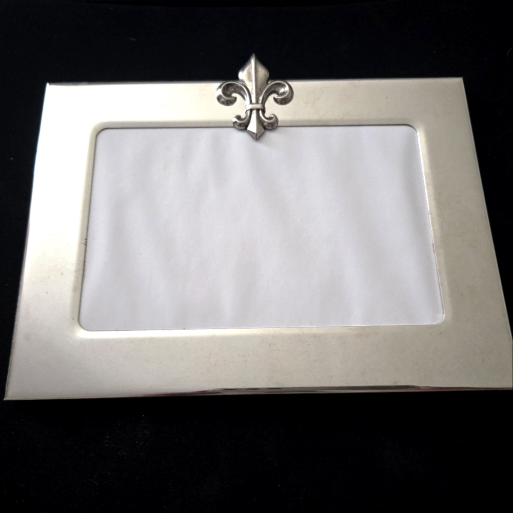 Burnes of Boston Silver Metal Fleur De Lis Photo Frame
